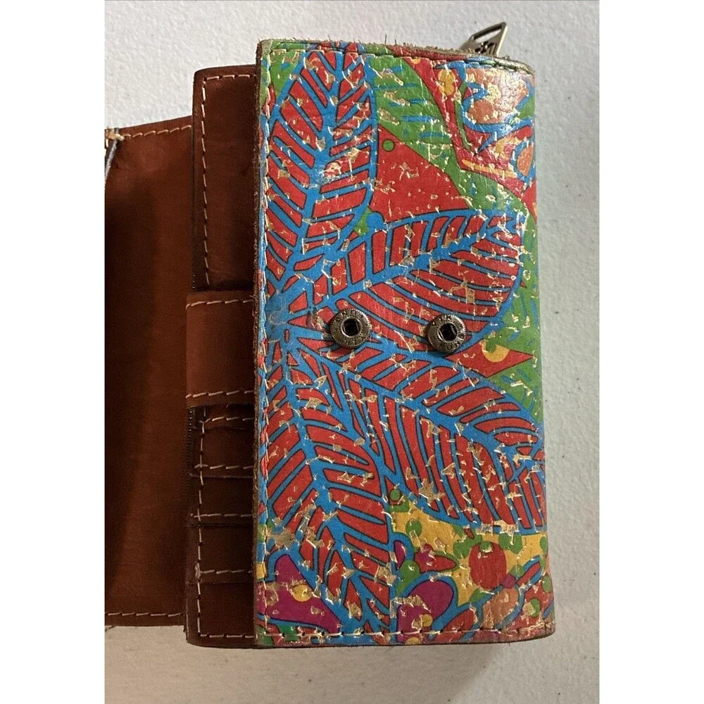 Patricia Nash Tri-fold Wallet Italian Leather Cametti Tropical Gold Floral